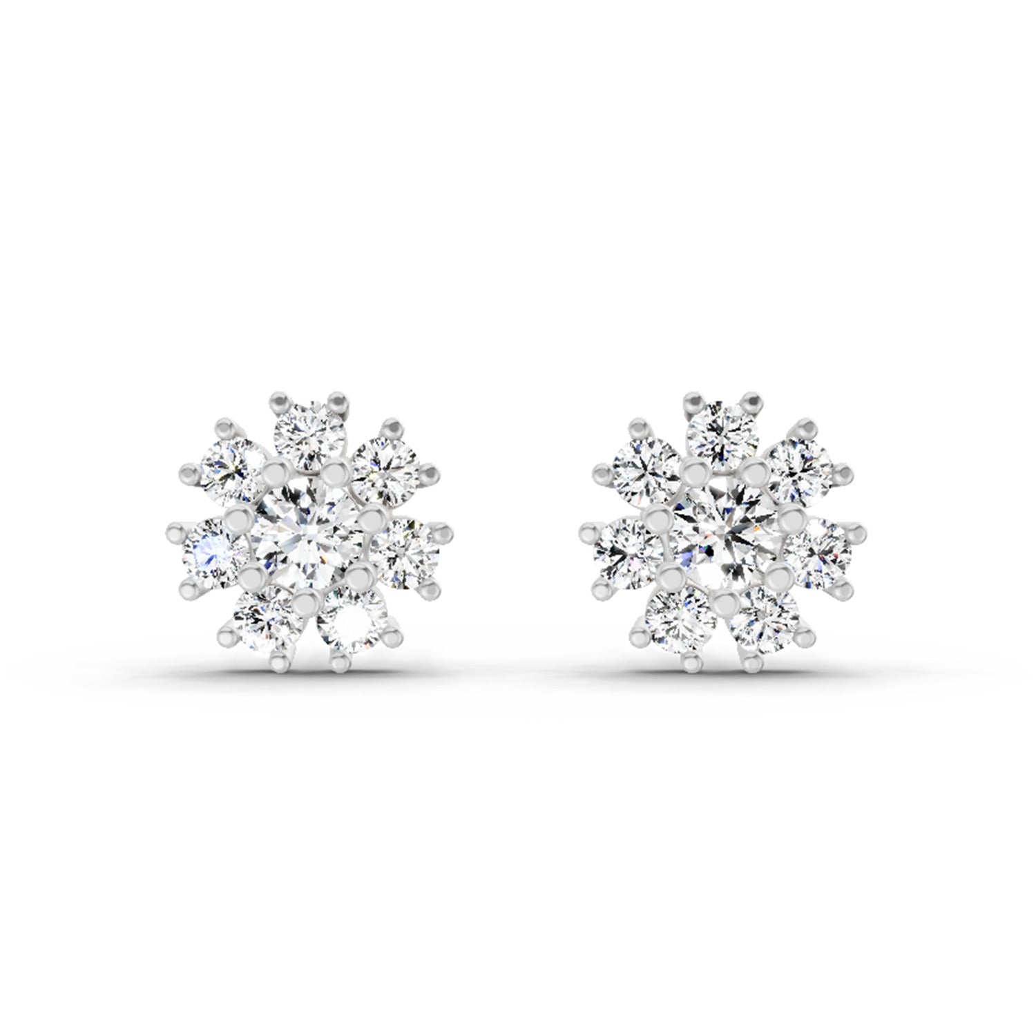2.89 Carat Halo Diamond Earrings 14K - White Gold