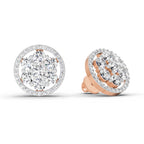 1.78 Carat Round Halo Cluster Stud Earrings 14K - Rose Gold