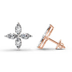 1.44 Carat Marquise Shape Cluster Diamond Stud Earrings 14K - Rose Gold