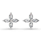 1.44 Carat Marquise Shape Cluster Diamond Stud Earrings 14K - Rose Gold