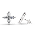 1.44 Carat Marquise Shape Cluster Diamond Stud Earrings 14K - White Gold