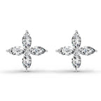 1.44 Carat Marquise Shape Cluster Diamond Stud Earrings 14K - White Gold