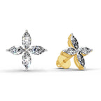 1.44 Carat Marquise Shape Cluster Diamond Stud Earrings 14K