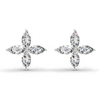 1.44 Carat Marquise Shape Cluster Diamond Stud Earrings 14K