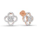 1.27 Carat Round Halo Stud Earrings 14K - Rose Gold
