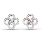1.27 Carat Round Halo Stud Earrings 14K - Rose Gold
