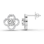 1.27 Carat Round Halo Stud Earrings 14K - White Gold