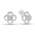1.27 Carat Round Halo Stud Earrings 14K - White Gold