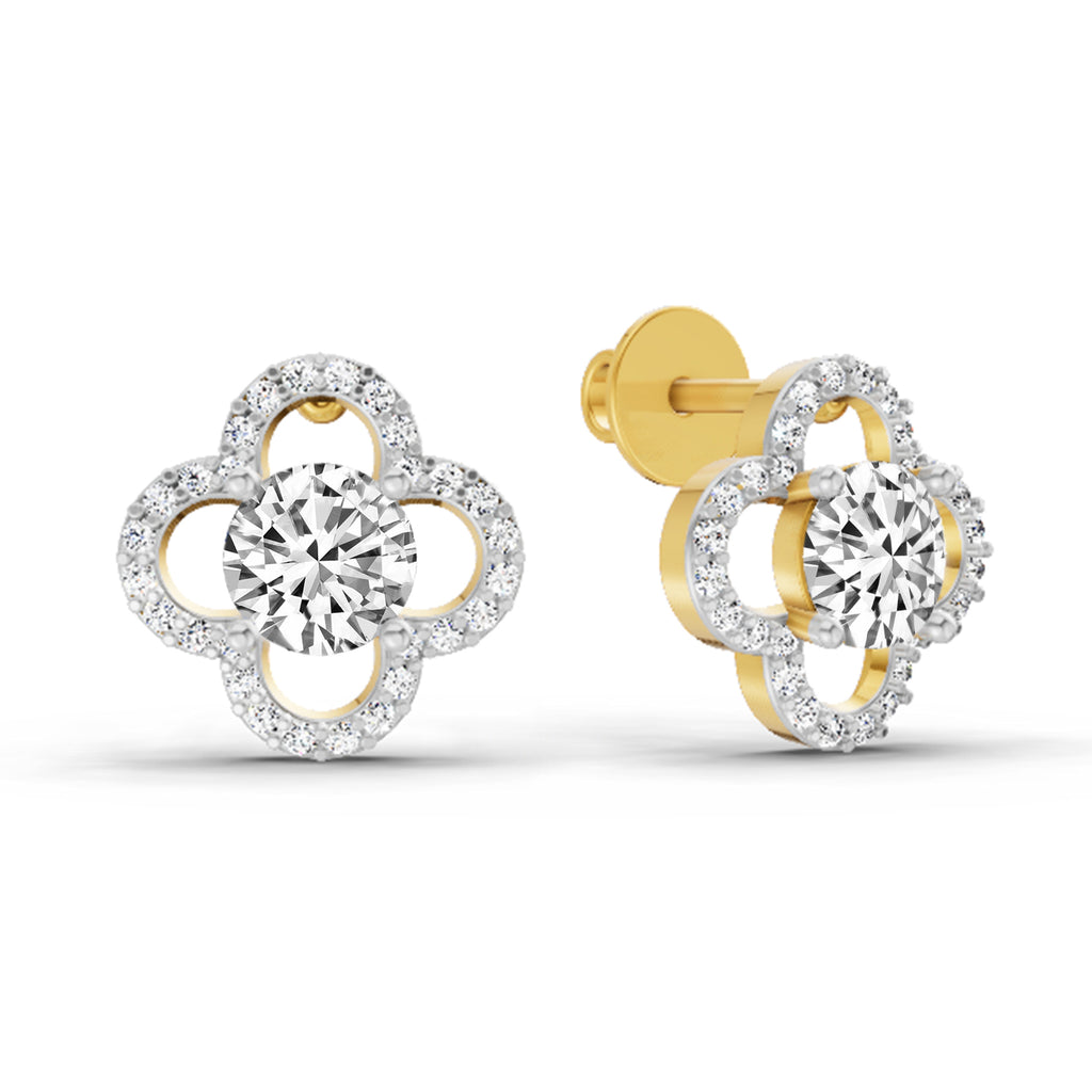 1.27 Carat Round Halo Stud Earrings 14K