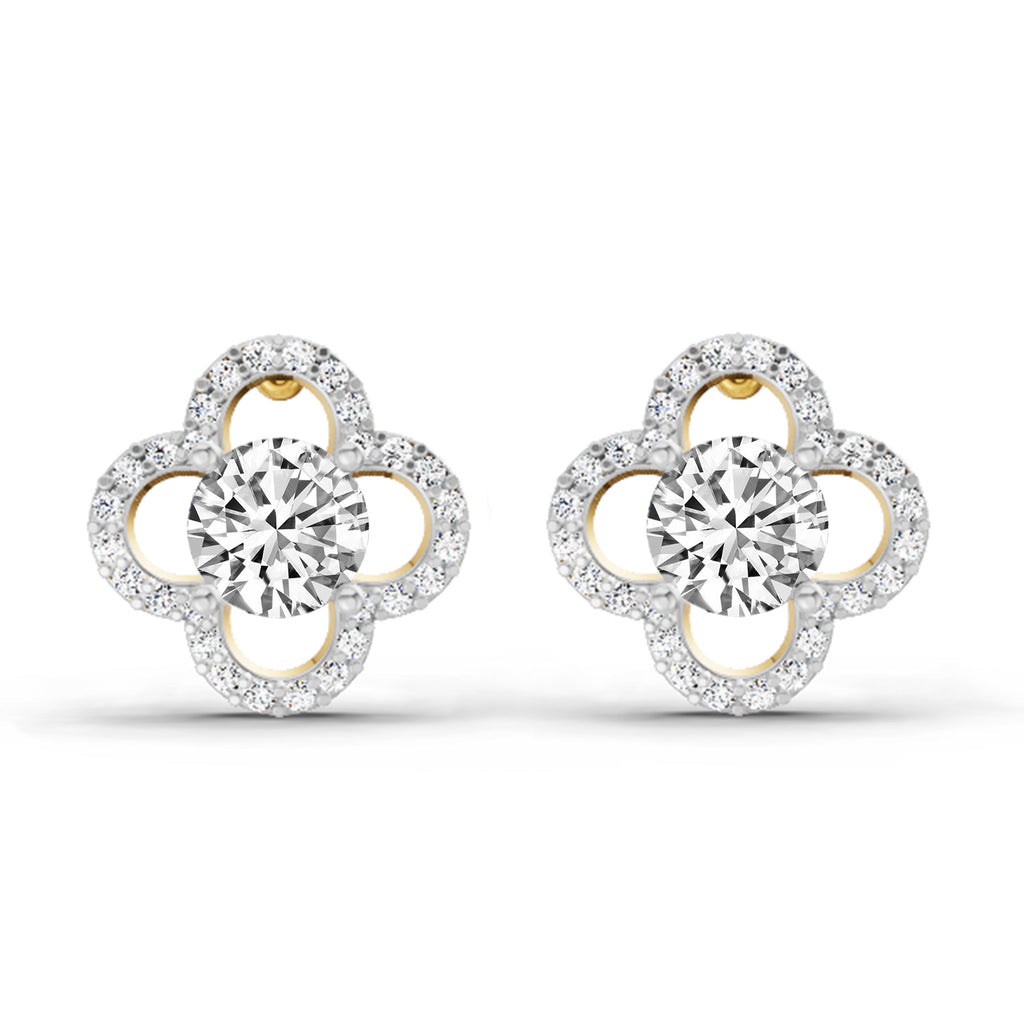 1.27 Carat Round Halo Stud Earrings 14K