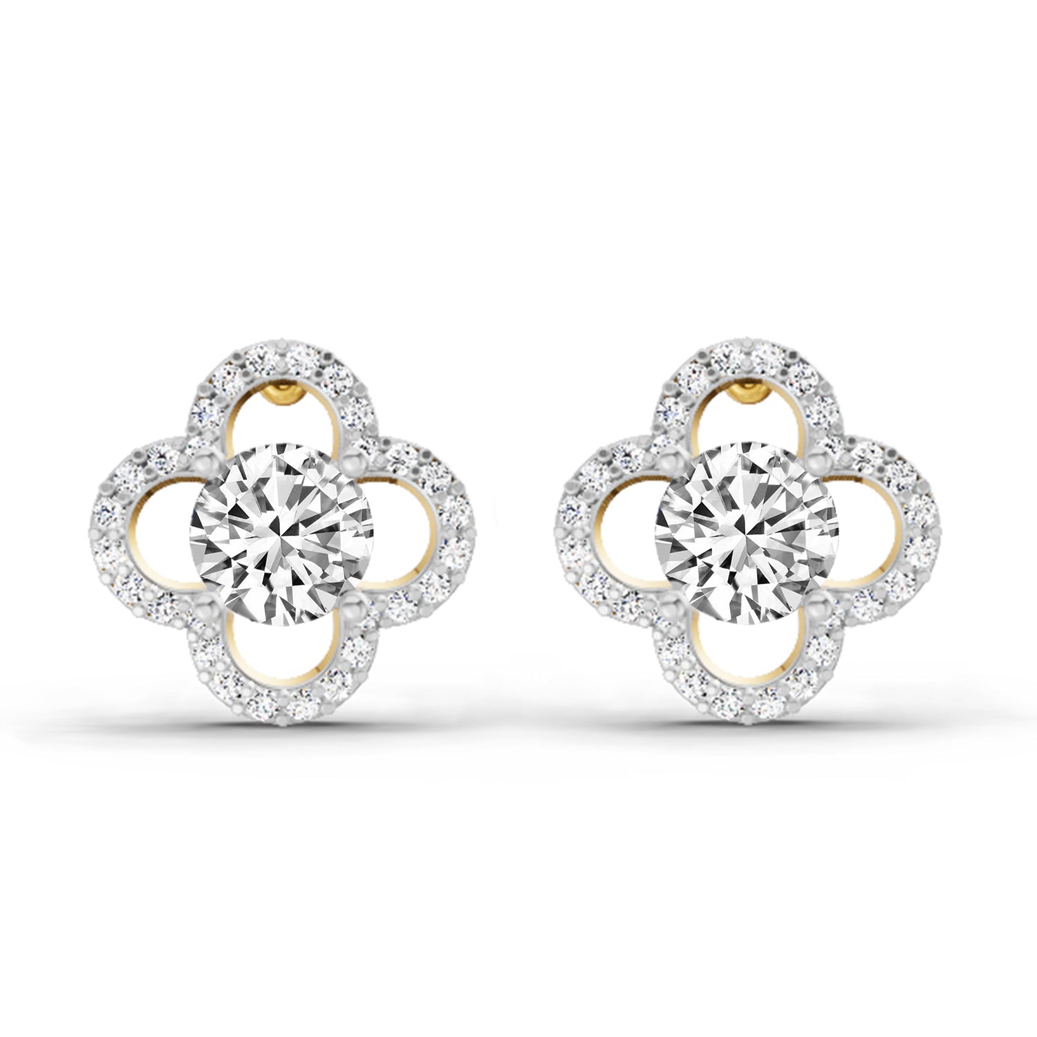 1.27 Carat Round Halo Stud Earrings 14K