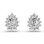 1.67 Carat Pear Shape Halo Diamond Earrings 14K - Rose Gold