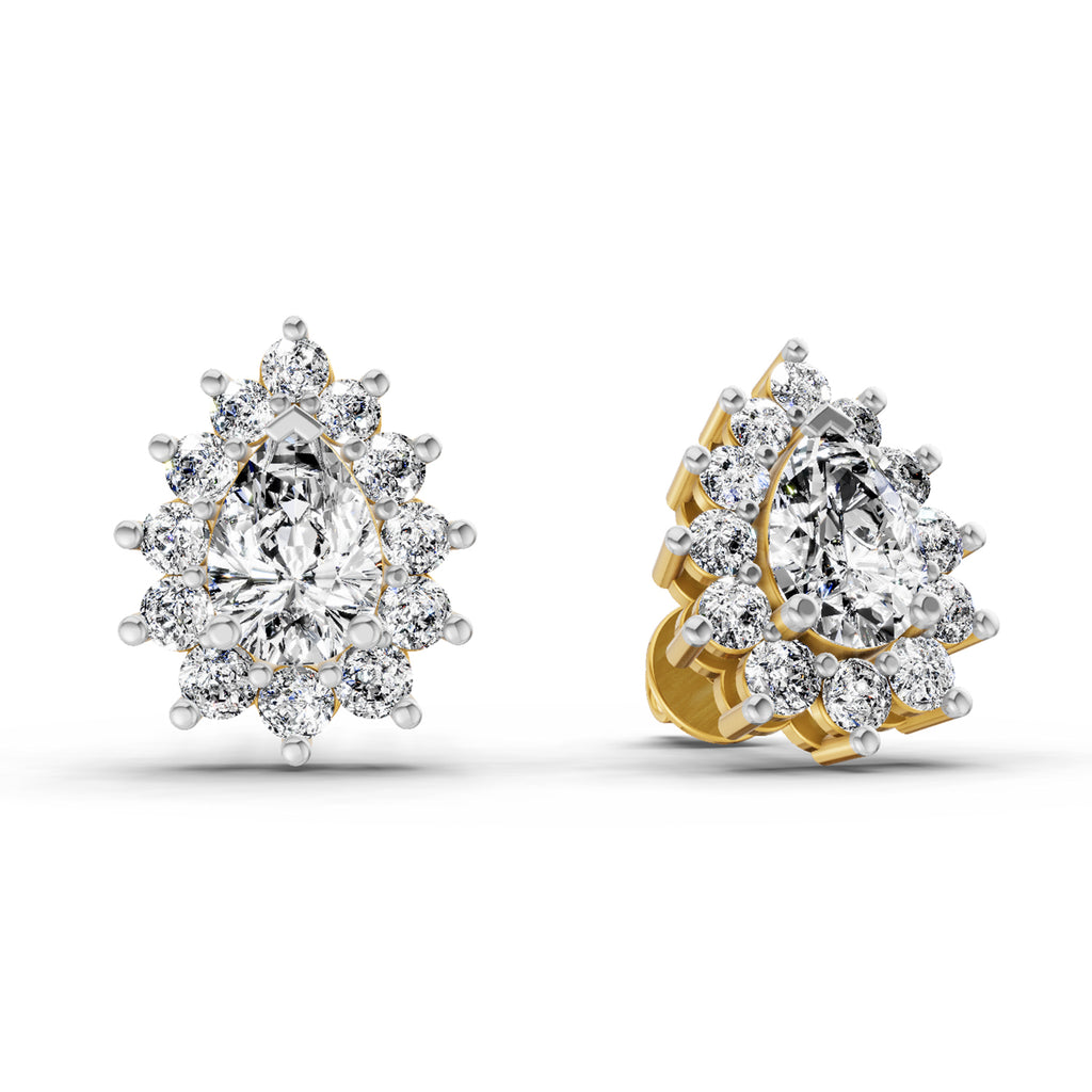 1.67 Carat Pear Shape Halo Diamond Earrings 14K
