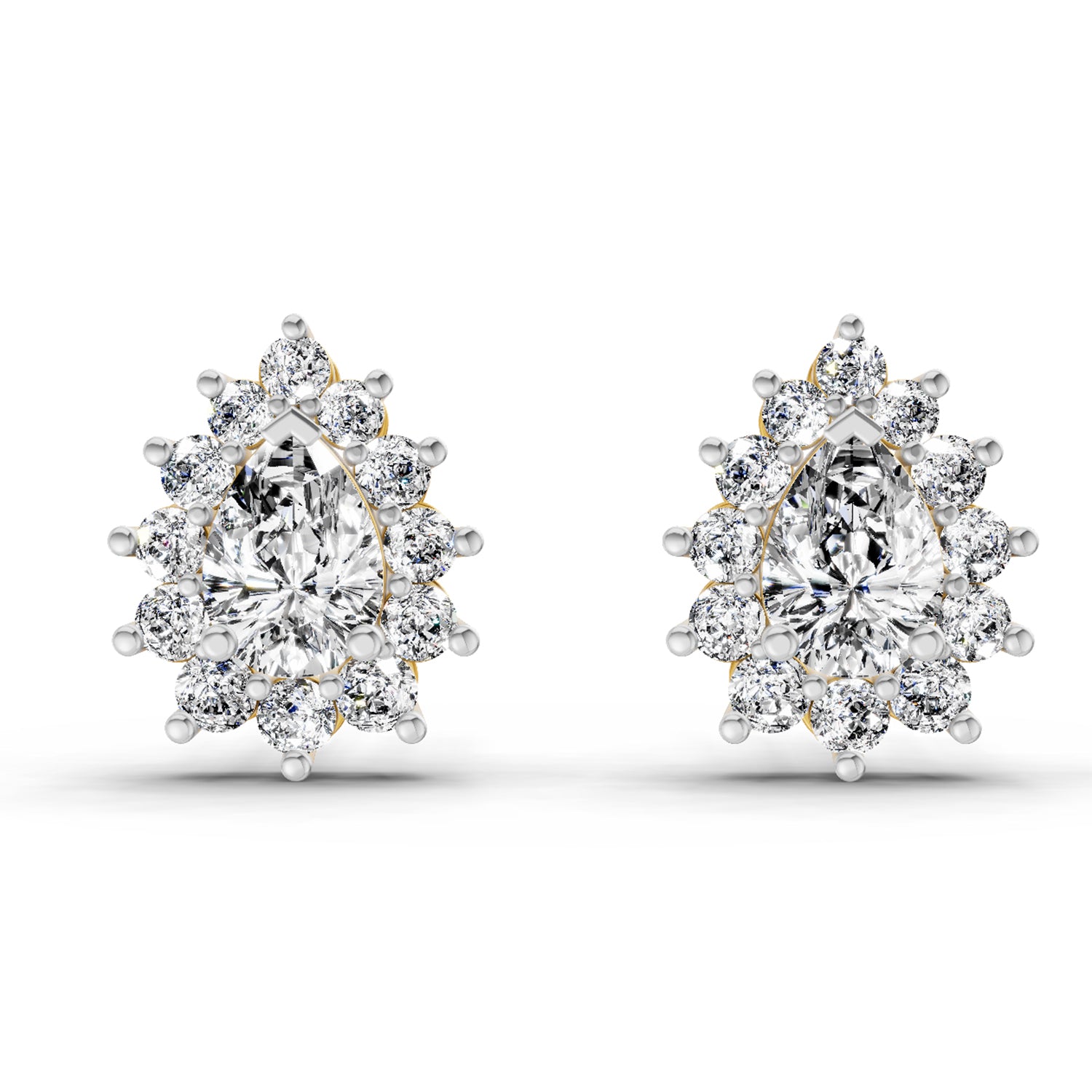 1.67 Carat Pear Shape Halo Diamond Earrings 14K