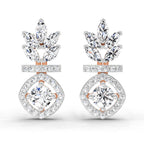 Pair of diamond earrings on a white background