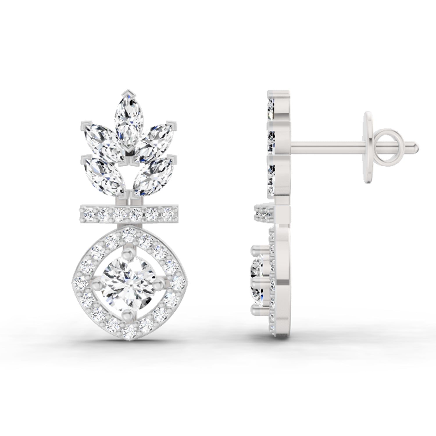 1.26 Carat Marquise Shape Dangle Diamond Earrings 14K - White Gold
