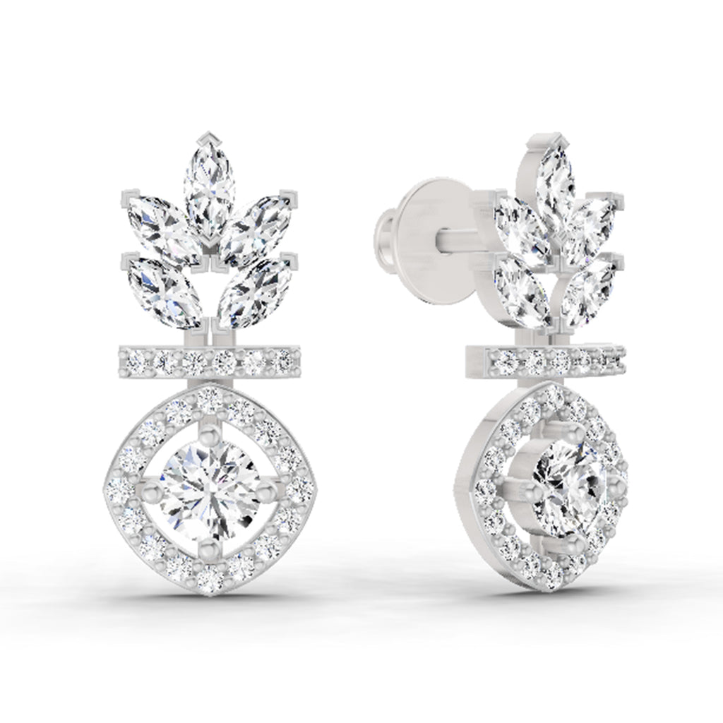 1.26 Carat Marquise Shape Dangle Diamond Earrings 14K - White Gold