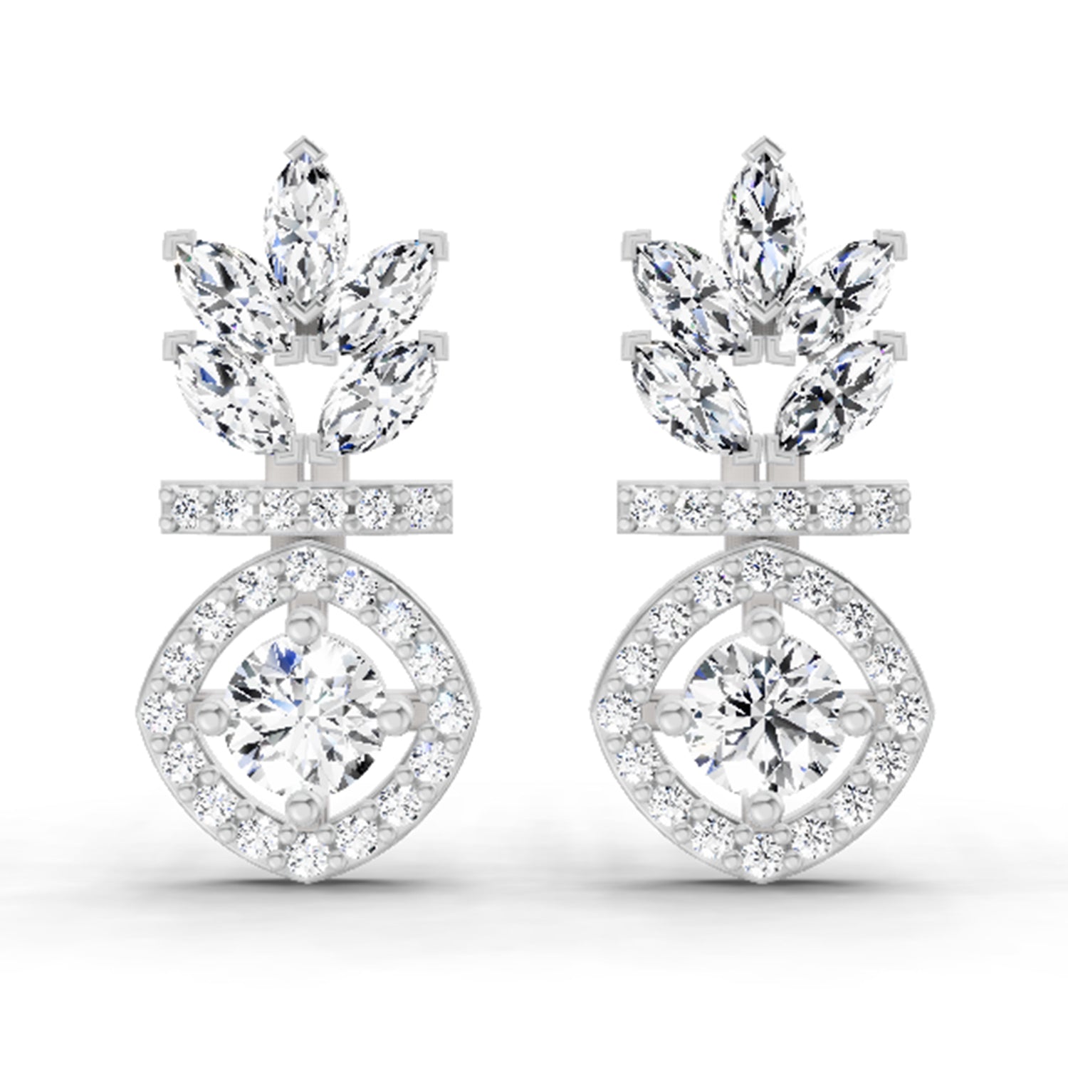 1.26 Carat Marquise Shape Dangle Diamond Earrings 14K - White Gold