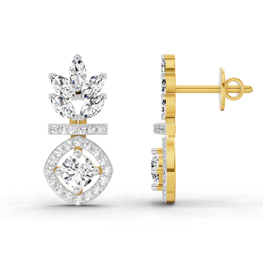 1.26 Carat Marquise Shape Dangle Diamond Earrings 14K