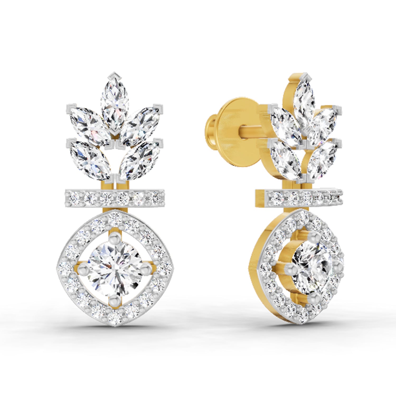1.26 Carat Marquise Shape Dangle Diamond Earrings 14K