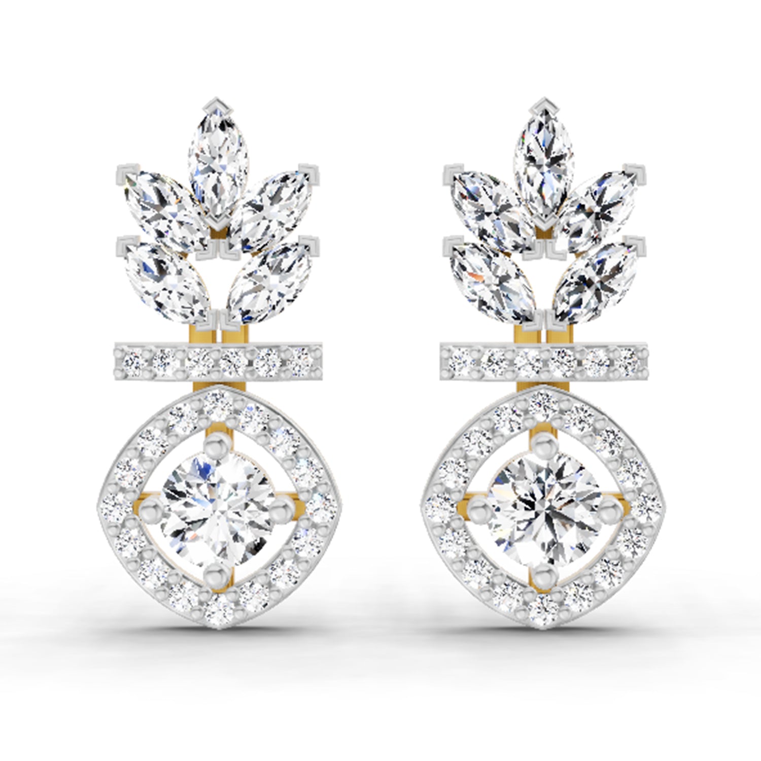 1.26 Carat Marquise Shape Dangle Diamond Earrings 14K