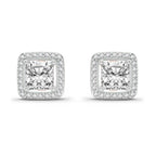 1.19 Carat Princess Halo Stud Earrings 14K - Rose Gold