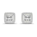 1.19 Carat Princess Halo Stud Earrings 14K
