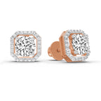 1.19 Carat Round Halo Stud Earrings 14K - Rose Gold