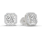 1.19 Carat Round Halo Stud Earrings 14K - White Gold