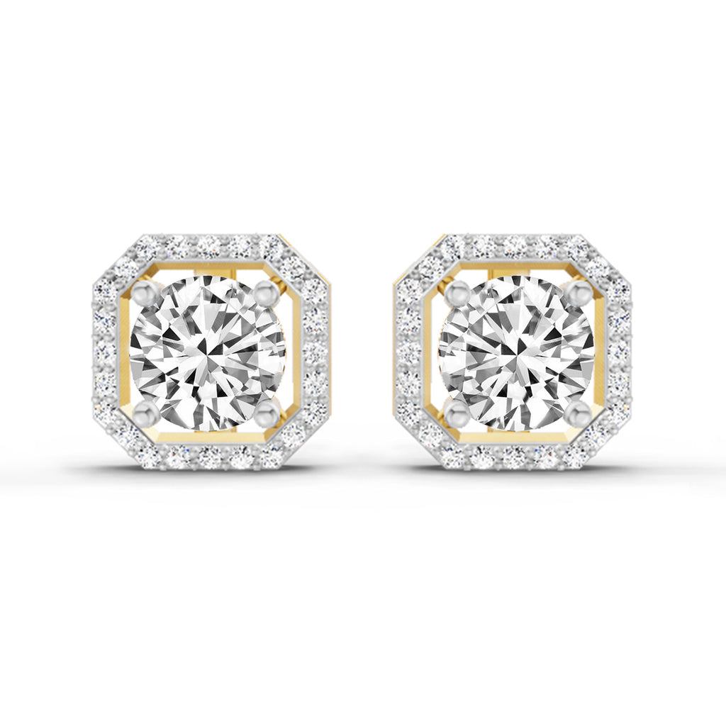 1.19 Carat Round Halo Stud Earrings 14K