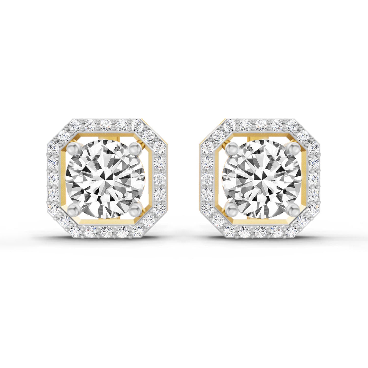 1.19 Carat Round Halo Stud Earrings 14K