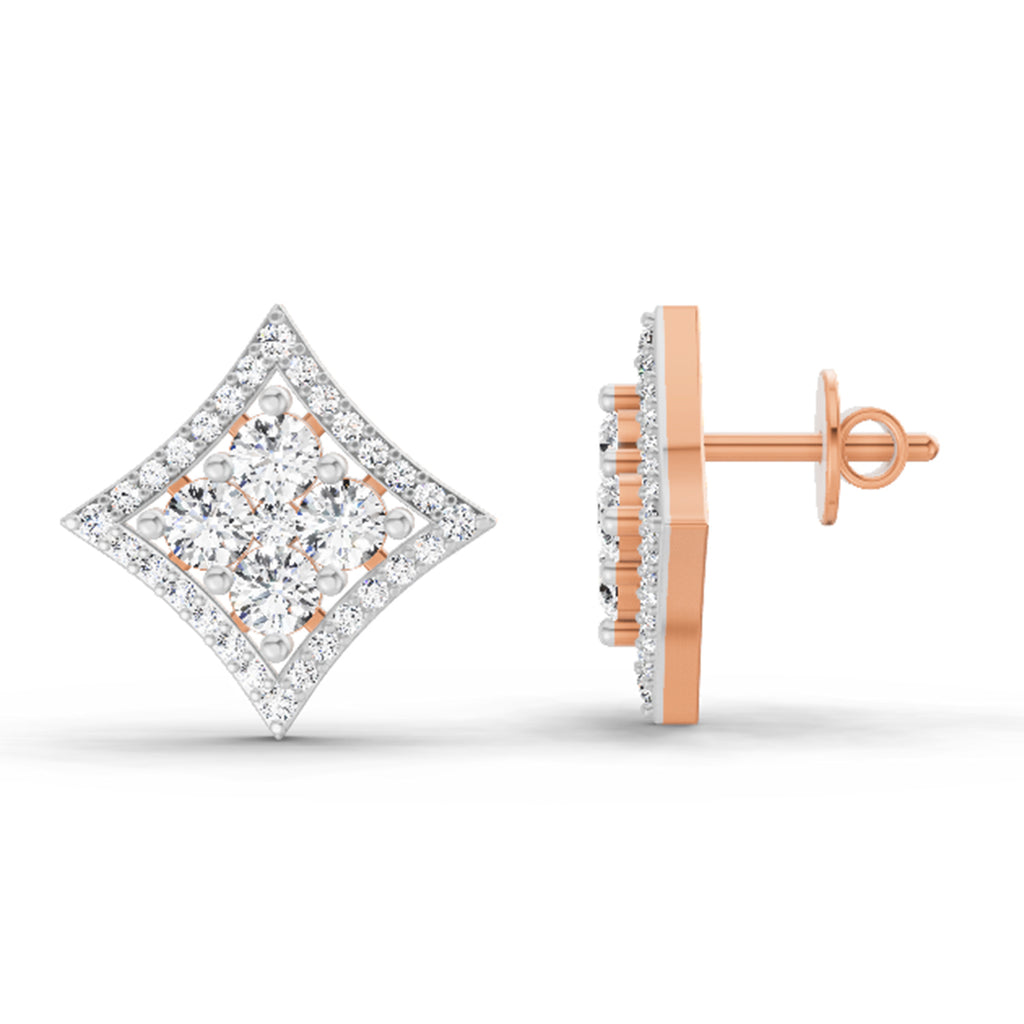 1.19 Carat Round Star Shape Fashion Earrings 14K - Rose Gold