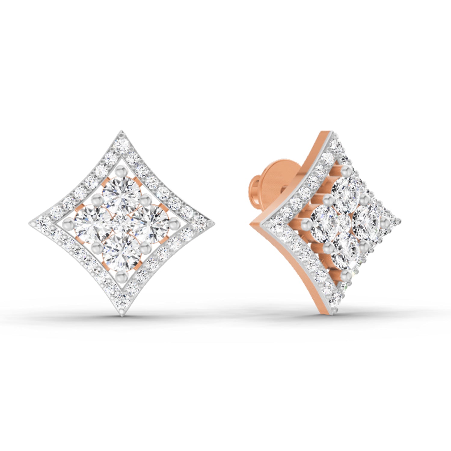 1.19 Carat Round Star Shape Fashion Earrings 14K - Rose Gold