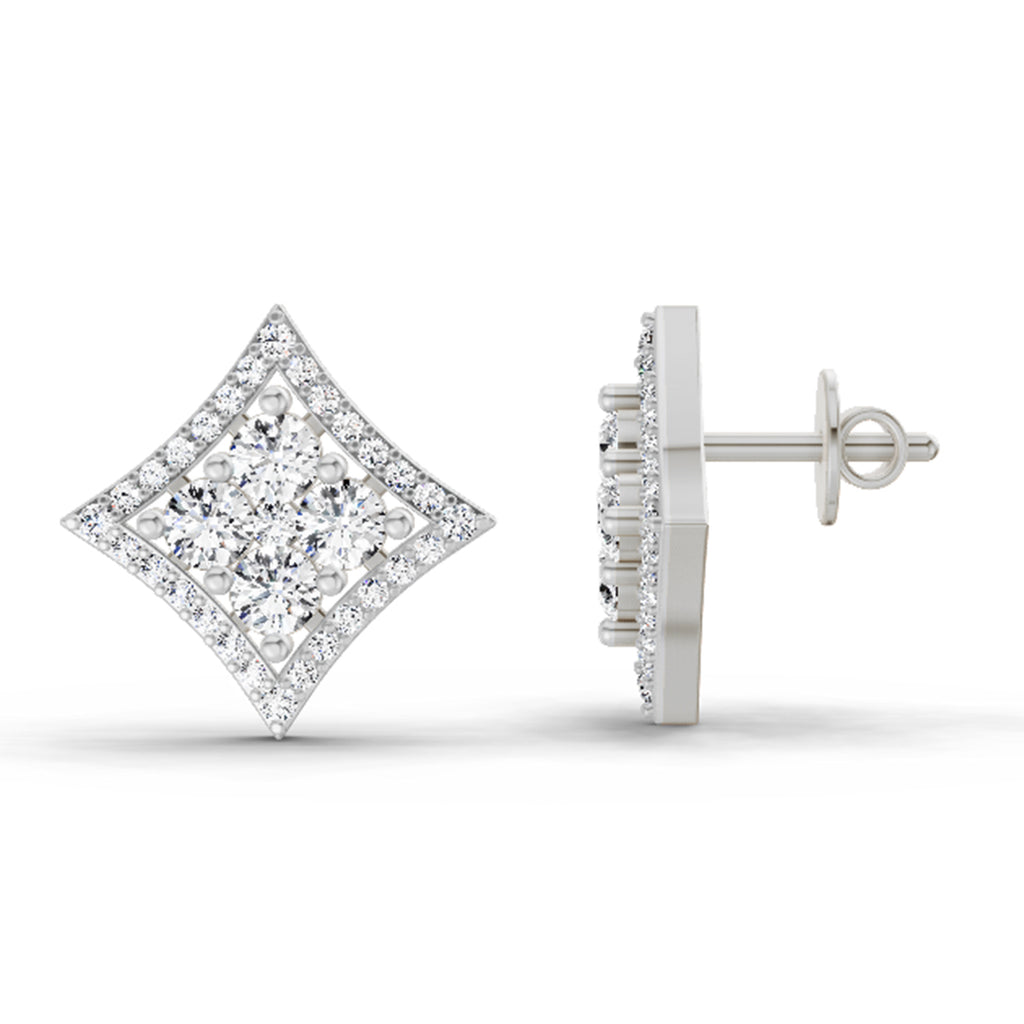 1.19 Carat Round Star Shape Fashion Earrings 14K - White Gold