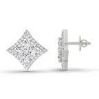 1.19 Carat Round Star Shape Fashion Earrings 14K - White Gold