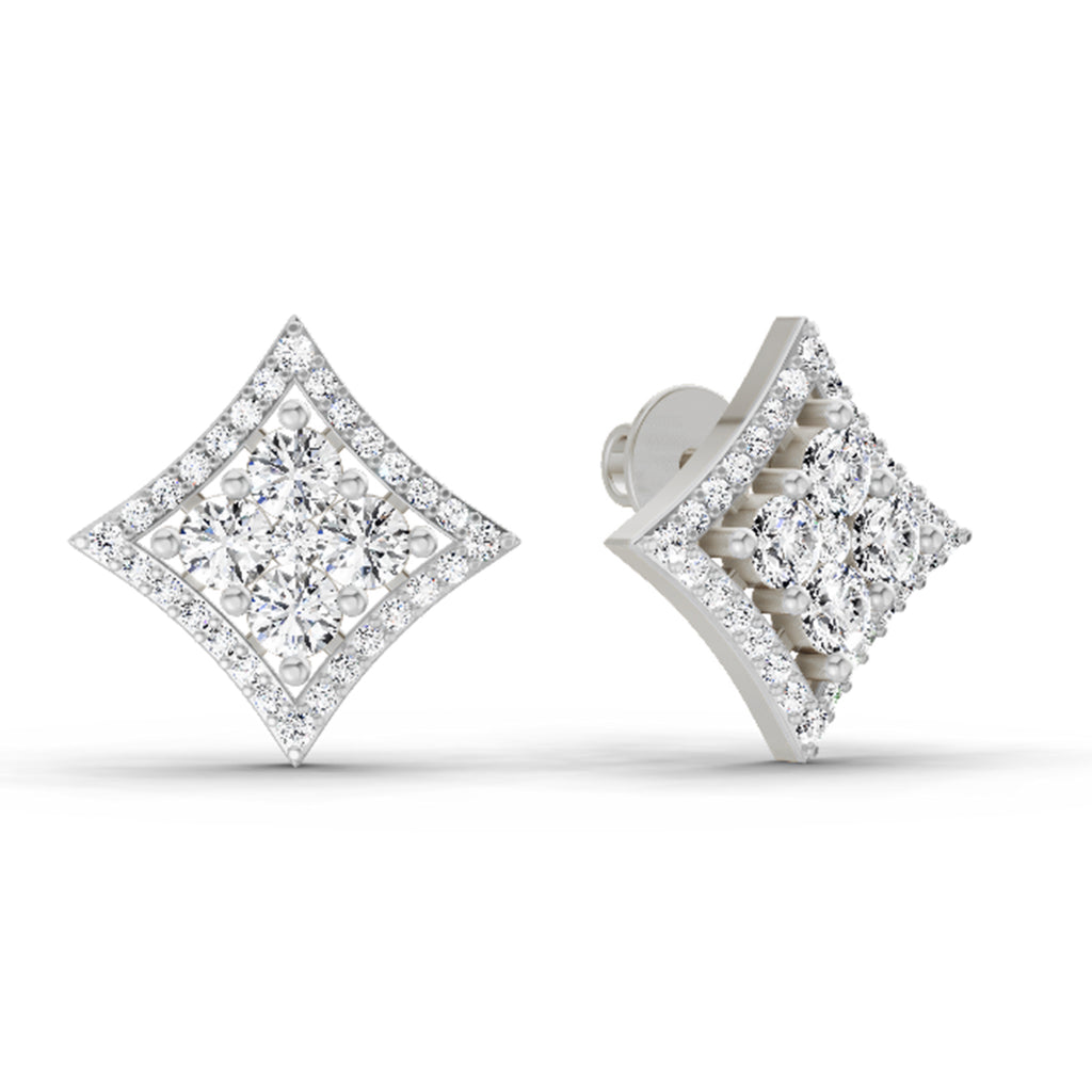 1.19 Carat Round Star Shape Fashion Earrings 14K - White Gold