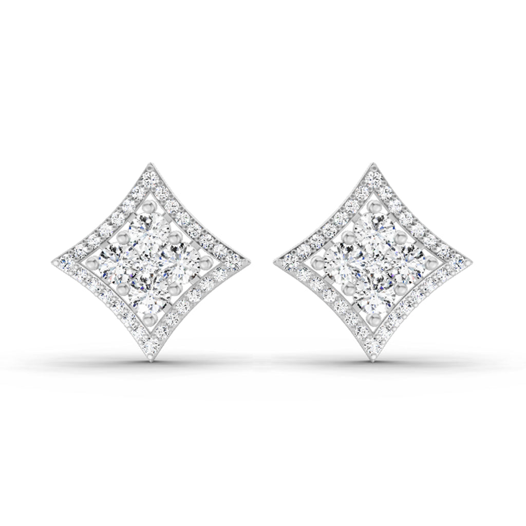 1.19 Carat Round Star Shape Fashion Earrings 14K - White Gold