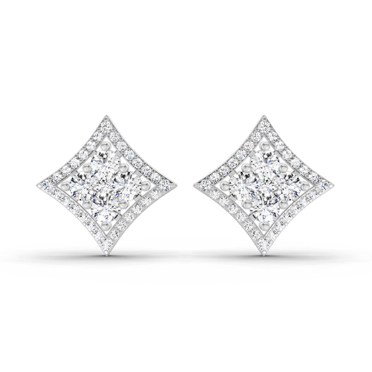 1.19 Carat Round Star Shape Fashion Earrings 14K - White Gold
