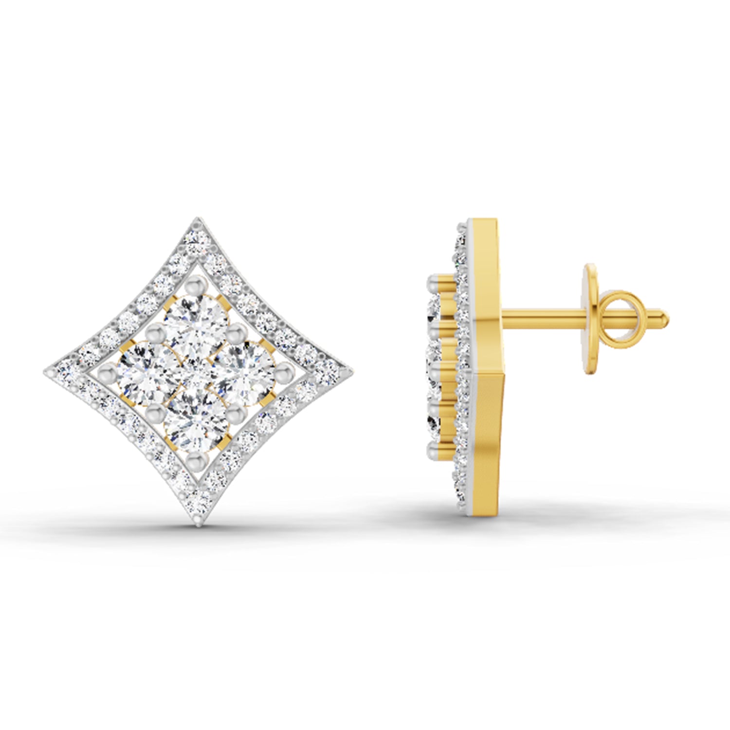 1.19 Carat Round Star Shape Fashion Earrings 14K