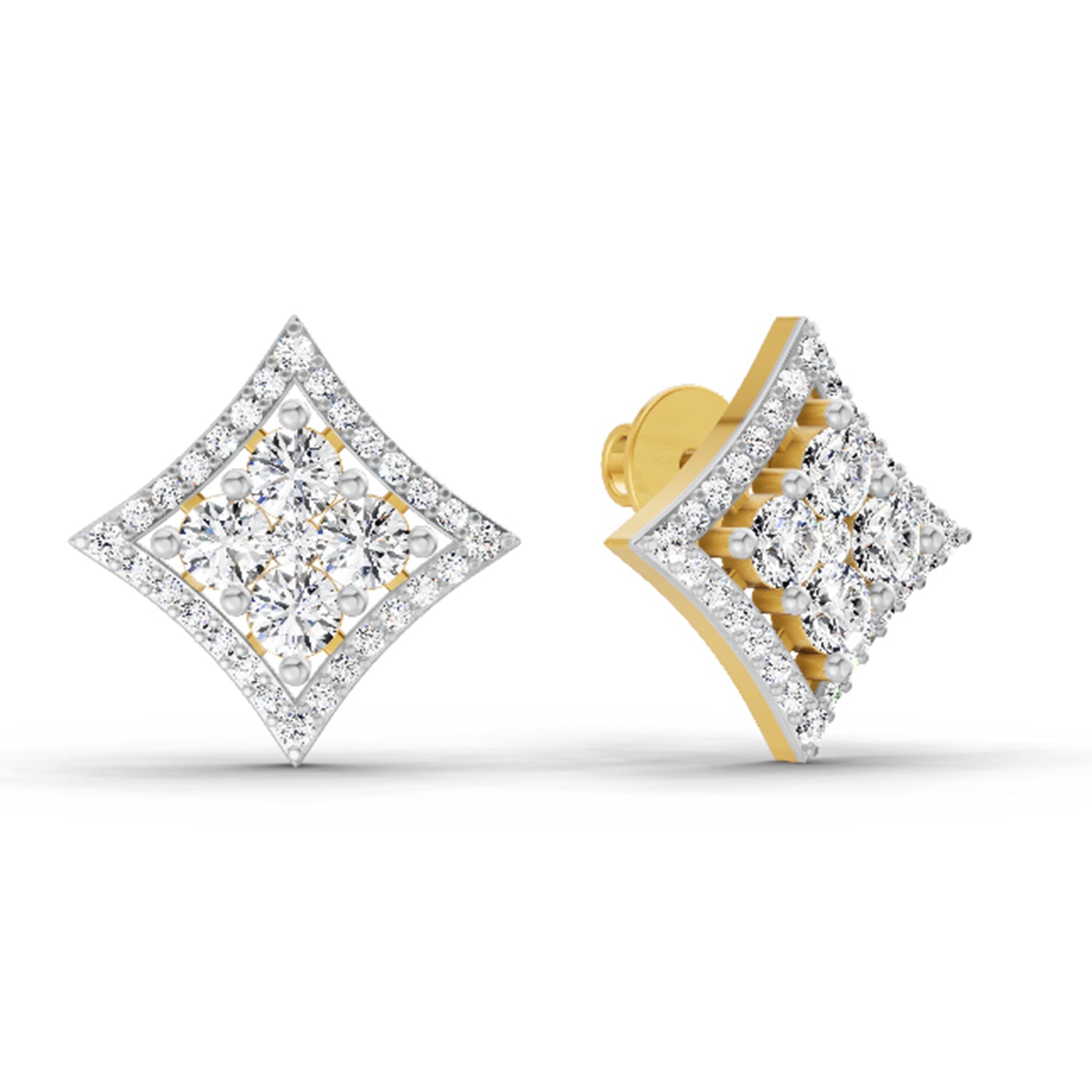 1.19 Carat Round Star Shape Fashion Earrings 14K