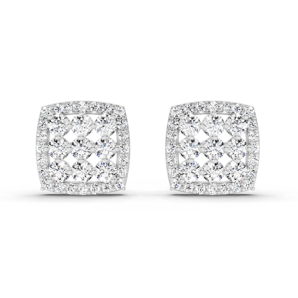 1 Carat Round Halo Stud Earrings 14K - Rose Gold