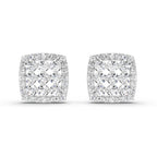 1 Carat Round Halo Stud Earrings 14K - Rose Gold