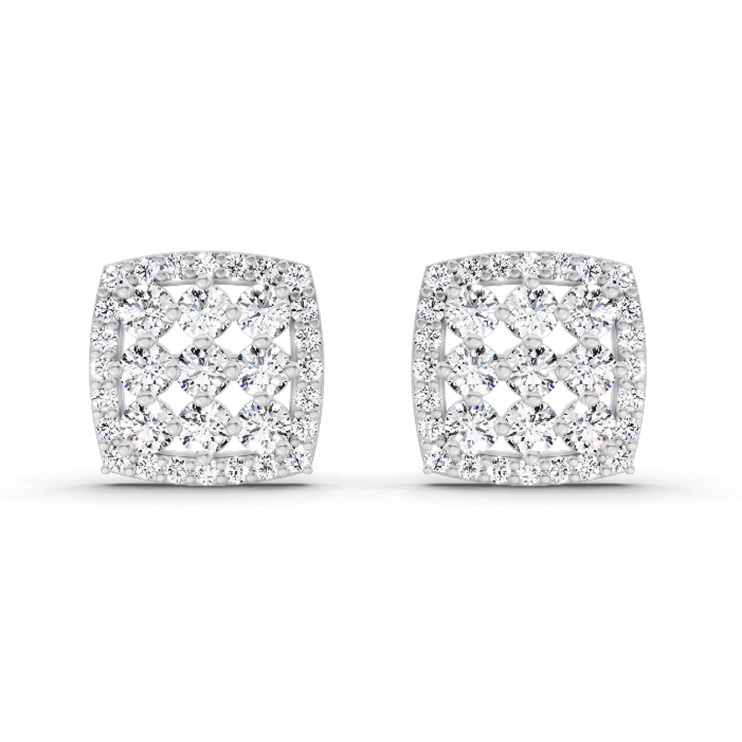 1 Carat Round Halo Stud Earrings 14K - Rose Gold