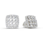 1 Carat Round Halo Stud Earrings 14K - White Gold