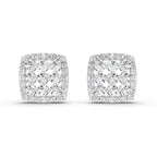 1 Carat Round Halo Stud Earrings 14K - White Gold
