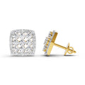 1 Carat Round Halo Stud Earrings 14K