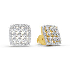 1 Carat Round Halo Stud Earrings 14K