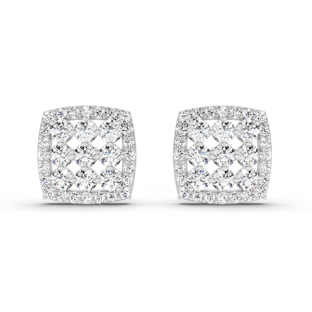 1 Carat Round Halo Stud Earrings 14K
