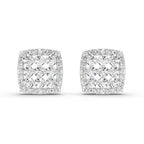 1 Carat Round Halo Stud Earrings 14K