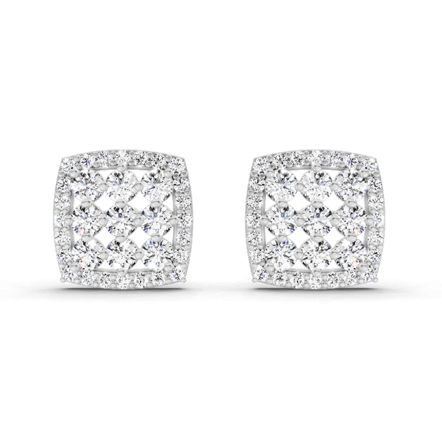 1 Carat Round Halo Stud Earrings 14K